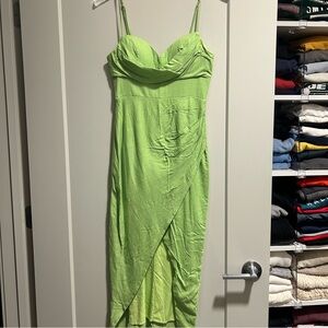Here Comes the Sun Lime Green Midi Dress